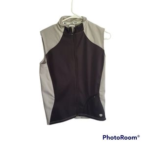 Pearl Izumi Grey & Black No Sleeve Riding Zip Up Cycling Shirt Size Medium